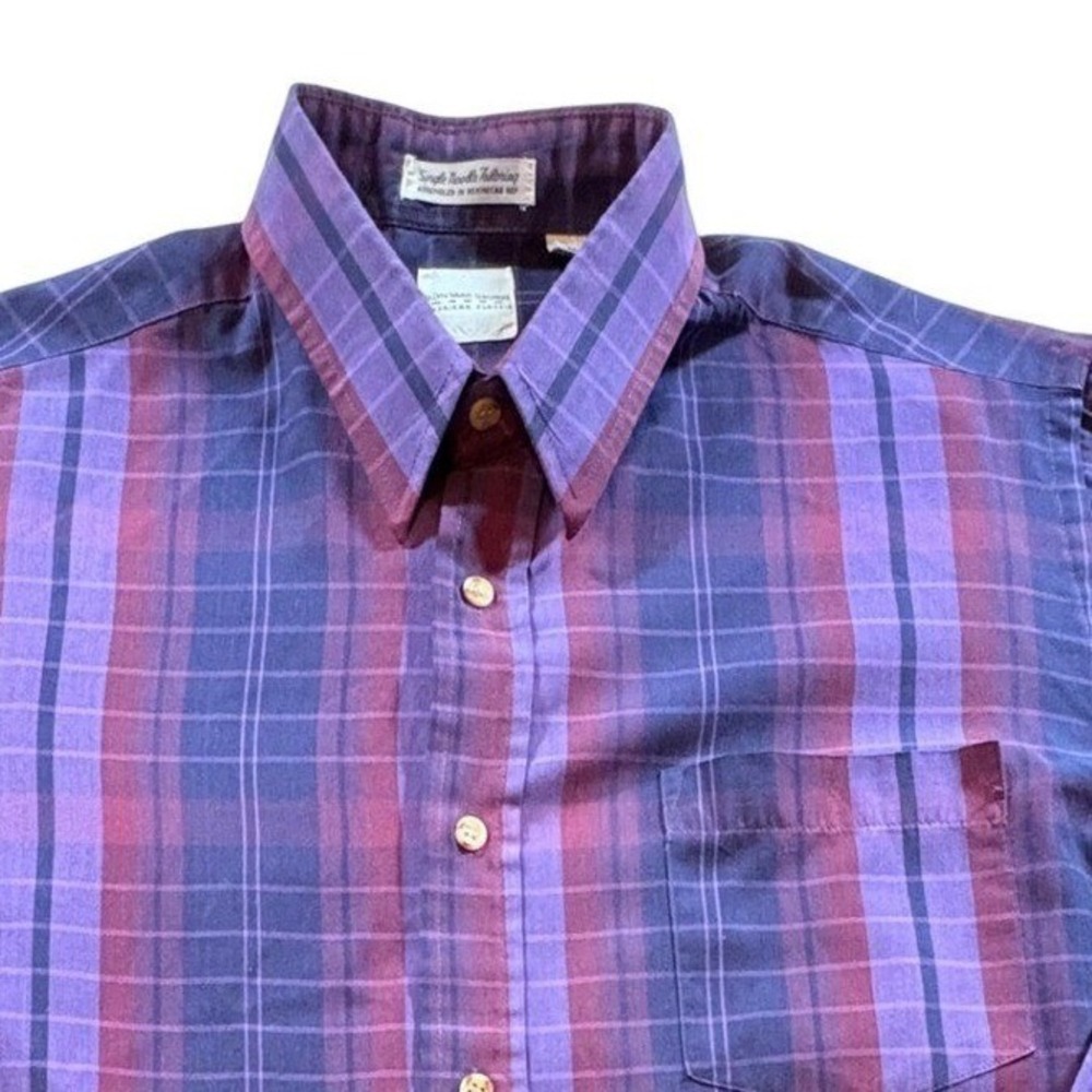 Allyn Saint George Plaid Button Down Shirt Mens Large Purple Long Sleeve Cotton